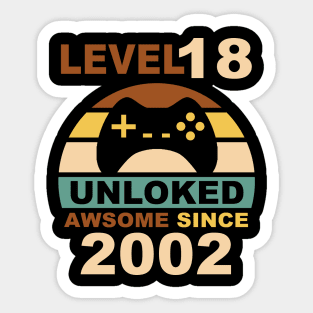 Level 18 Unlocked Tshirt 18th Video Gamer Birthday Boy Gifts Sticker